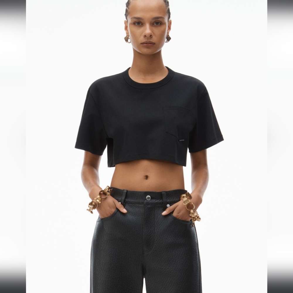 Alexander Wang Black Cropped Tee